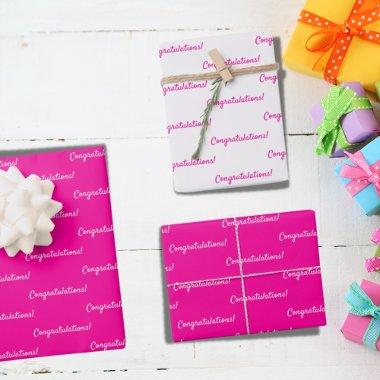 Congratulations hot pink white birthday girl wrapping paper sheets