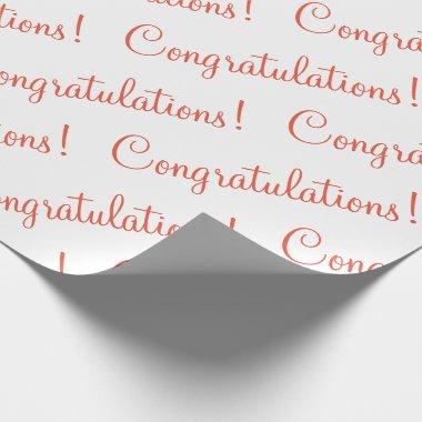 Congratulations Orange Script Wrapping Paper