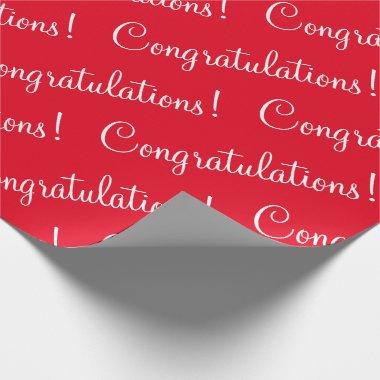 Congratulations White Script Red Graduation Wrapping Paper