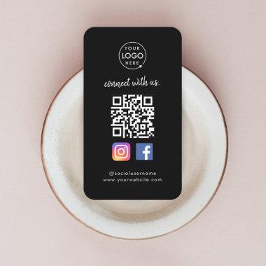 Connect with us | Social Media QR Code Black Business Invitations