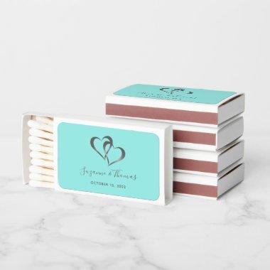 Connected Hearts on Mint Green Matchbox Matchboxes