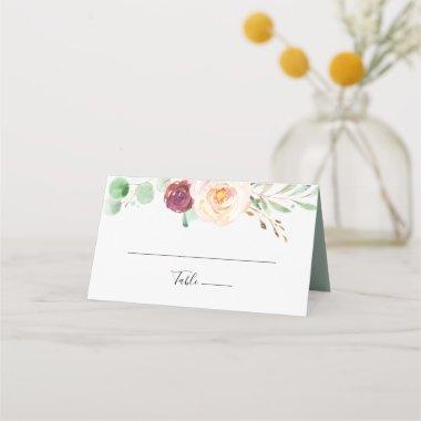 Contemporary Eucalyptus Floral Wedding Place Invitations