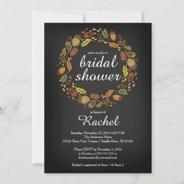 Contemporary Fall Wreath Bridal Shower Invitations