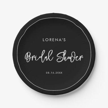 Contemporary modern black Bridal Shower Paper Plates