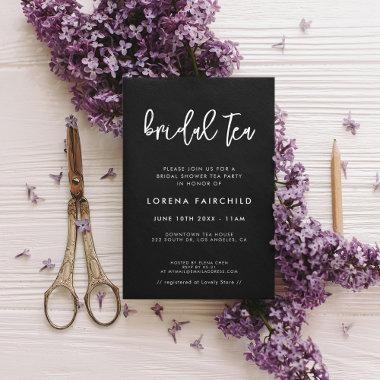 Contemporary modern black Bridal Tea Invitations