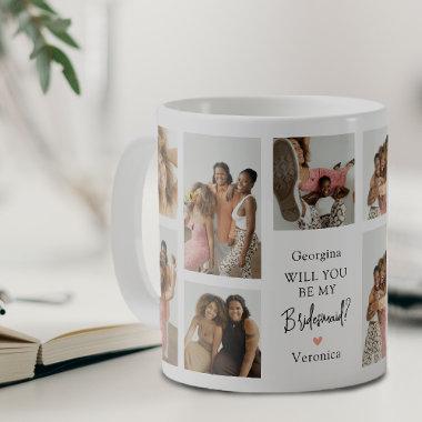 Contemporary Photo Grid Will You Be My Bridesmaid? Coffee Mug
