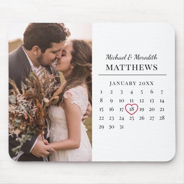 Contemporary White Wedding Calendar Newly Weds Mouse Pad