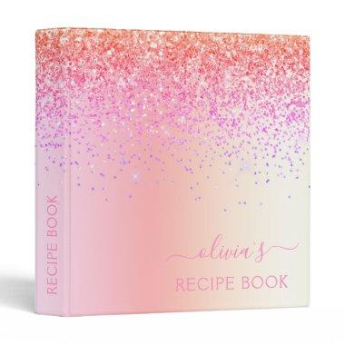 Cookbook Rainbow Pastel Glitter Recipe Book 3 Ring Binder