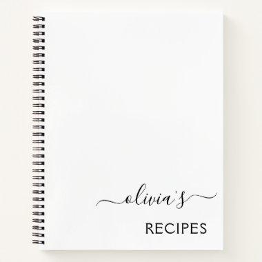 Cookbook Recipe Black White Monogram Notebook