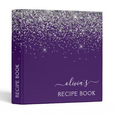 Cookbook Silver Purple Glitter Recipe Book 3 Ring Binder