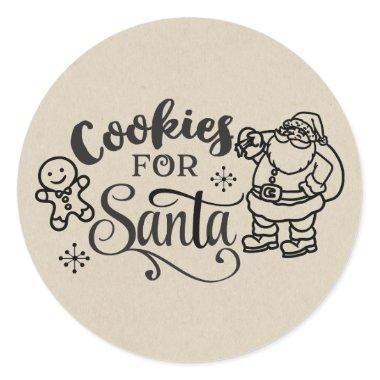 COOKIES FOR SANTA Christmas Holiday Favor Treat Classic Round Sticker