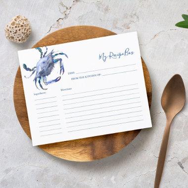 Cooking Recipe Invitations Blue Watercolor Crab