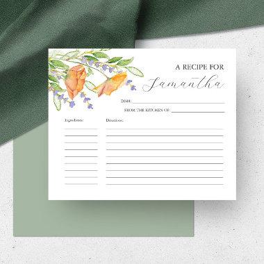 Cooking Recipe Invitations Watercolor Wildflowers