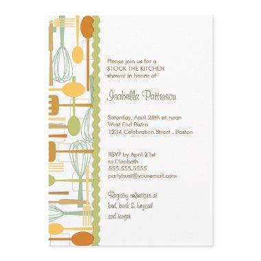 Cooking Utensils Stock the Kitchen Retro Shower Invitations