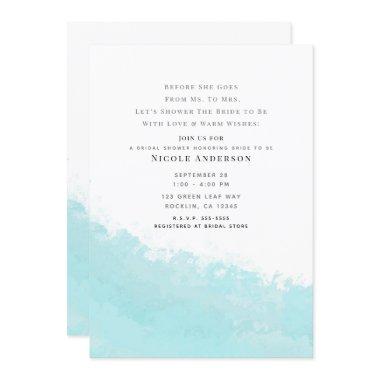 Cool Aqua Blue Wave Splash Beach Bridal Shower Invitations