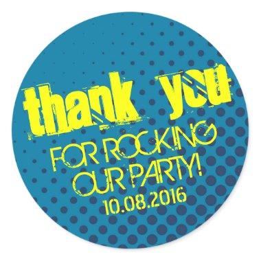 Cool Halftone Party Rock Sticker Yellow and Blue