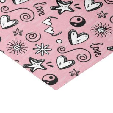 Cool Teen Love Doodle Pattern Valentine's Day Tissue Paper