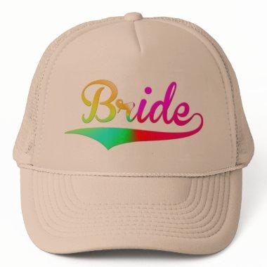 Cool Wedding bride rainbow bridal rainbow design Trucker Hat