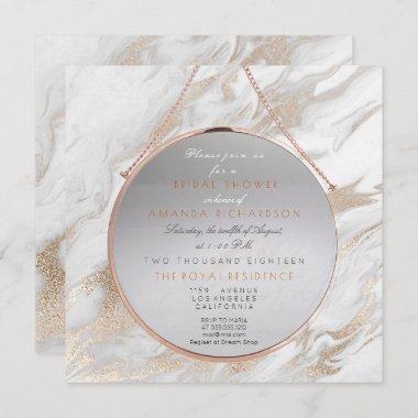 Cooper Bridal Shower Pearly Pink Marble White Gray Invitations