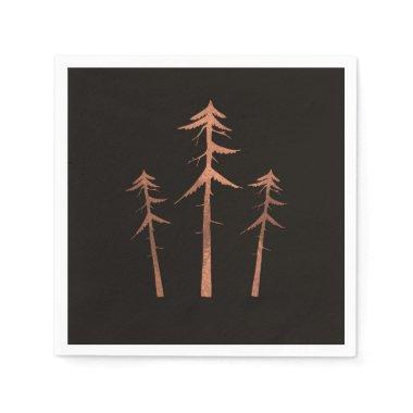 Copper Bronze Tall Pine Trees Rustic Wedding Napkins