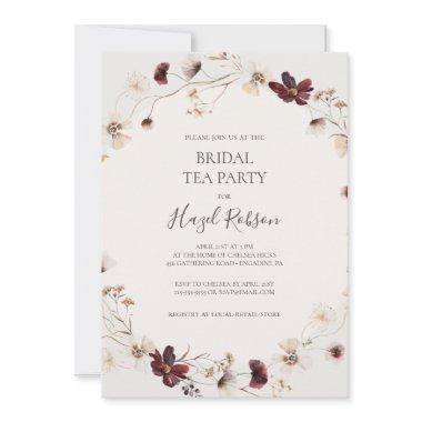 Copper Burgundy Wildflower Beige Bridal Tea Party