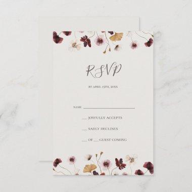 Copper Burgundy Wildflower | Beige RSVP Card