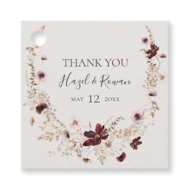 Copper Burgundy Wildflower | Beige Thank You Favor Tags