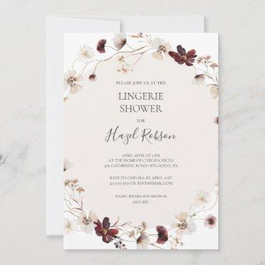 Copper Burgundy Wildflower | Lingerie Shower Invitations