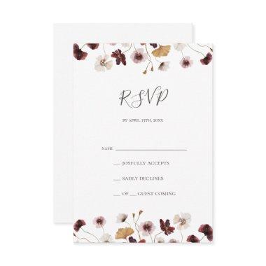 Copper Burgundy Wildflower RSVP Card