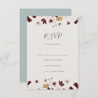 Copper Burgundy Wildflower | Teal RSVP Card