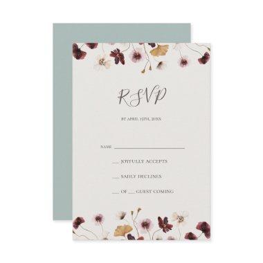 Copper Burgundy Wildflower | Teal RSVP Card