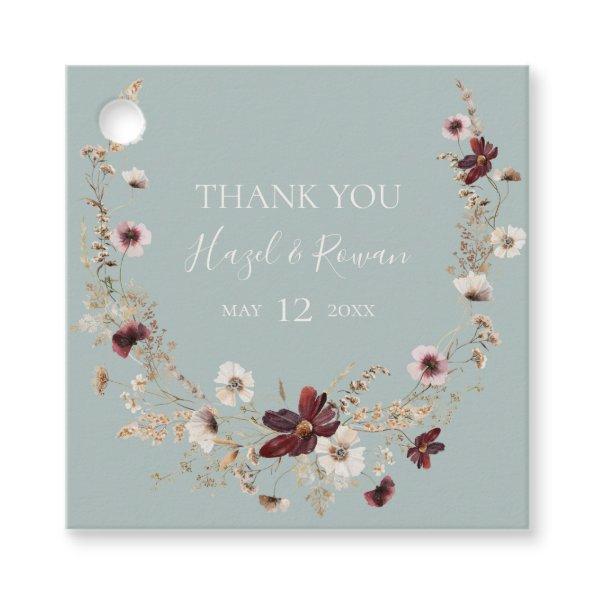 Copper Burgundy Wildflower | Teal Thank You Favor Tags