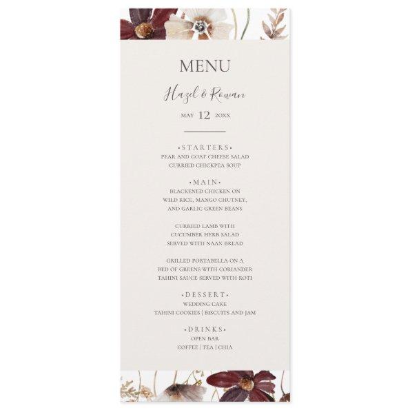 Copper Burgundy Wildflower | Wedding Dinner Menu
