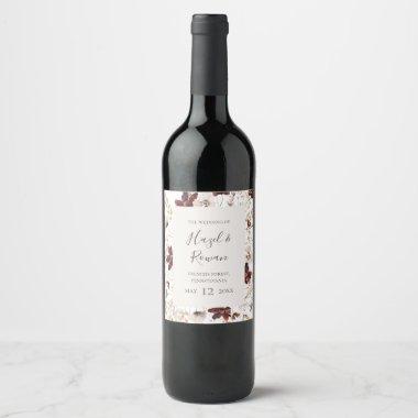 Copper Burgundy Wildflower Wedding Wine Label