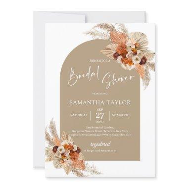 Copper burn orange beige burgundy flowers arch Invitations