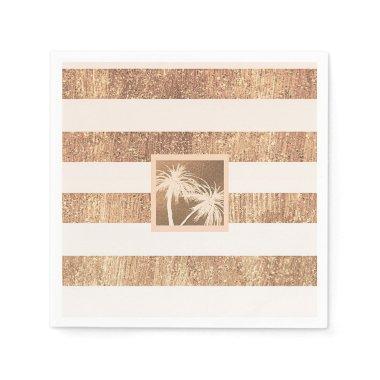 Copper & Cream Tropical Palm Trees Modern Wedding Paper Napkins