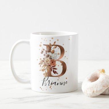 Copper Floral Letter B Monogram Coffee Mug