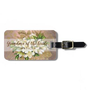 Copper rose gold floral grandma of the bride luggage tag