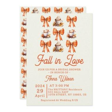 Coquette bow fall in Love Coffee Orange Editable
