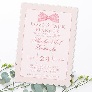 Coquette Love Shack Fiancée Bridal Shower Pink Bow Invitations