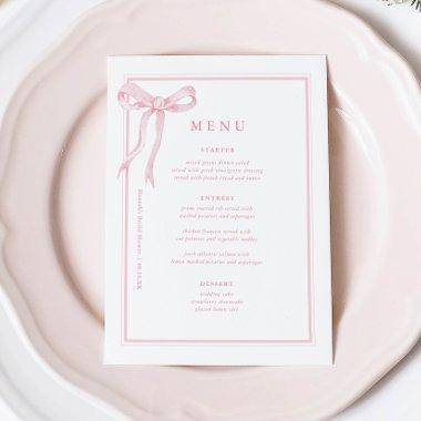 Coquette Pink Bow Bridal Shower Menu