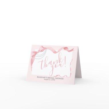 Coquette Pink Bow & Pearls Modern  Thank You
