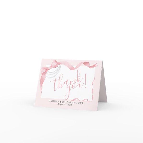 Coquette Pink Bow & Pearls Modern  Thank You