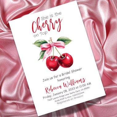 Coquette Red Cherry on Top Pink Bow