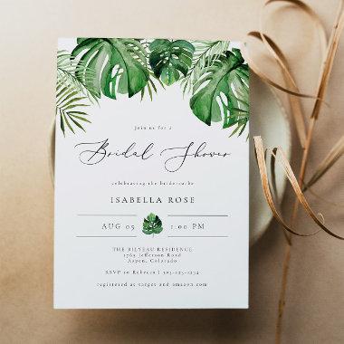 CORA- Tropical Beach Palm Leaf Bridal Shower Invitations