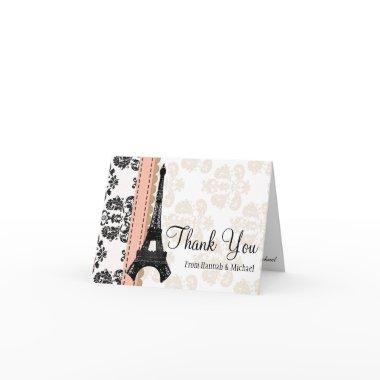 CORAL AND BLACK DAMASK EIFFEL TOWER THANK YOU