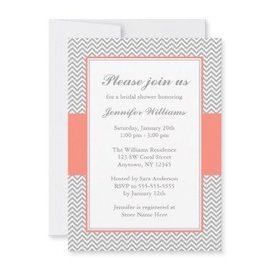 Coral and Gray Chevron