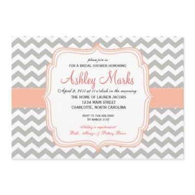 Coral and Grey Chevron