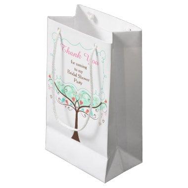 Coral and Mint Floral Bird Bridal Shower Thank You Small Gift Bag
