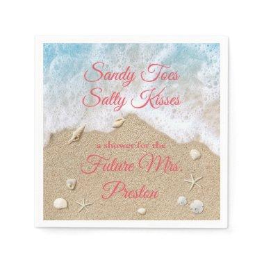 Coral Beach Waves Sandy Toes Bridal Shower Napkins